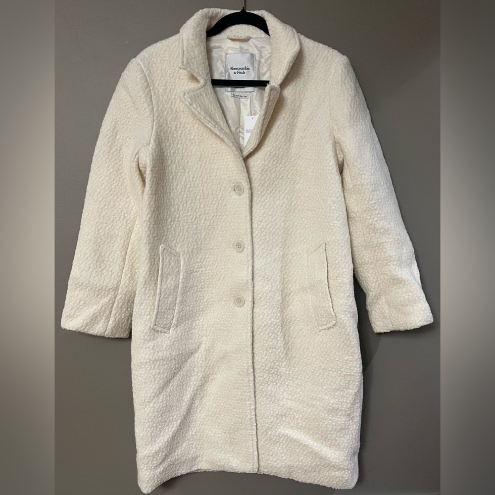 Abercrombie & Fitch Women's Cream Teddy Coat